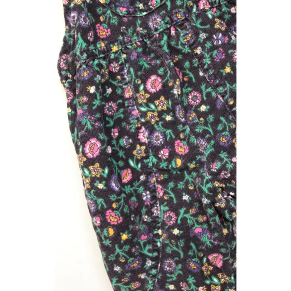 Vtg 1980s OshKosh B'Gosh Overalls Girls sz 18m Corduroy Floral Flowers Autumn